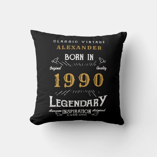 Personalised Birthday 1990 Add Your Name Legendary Cushion (Front)
