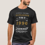 Personalised Birthday 1990 Add Your Name Legendary T-Shirt<br><div class="desc">Personalised birthday born in 1990 Add your name Tshirt. Edit the name and year with the template provided. A wonderful custom black birthday Tshirt. More gifts and party supplies available with the "Legendary" design in the store.</div>