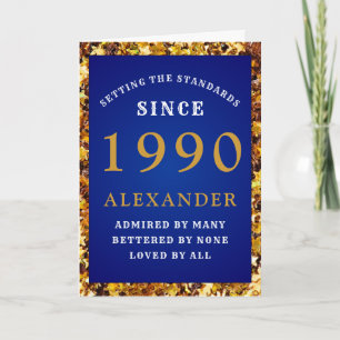 Personalised Birthday 1990 Standards Blue Gold Card