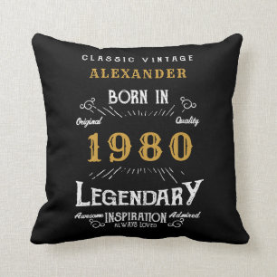 Personalised Birthday Add Your Name 1980 Legendary Cushion