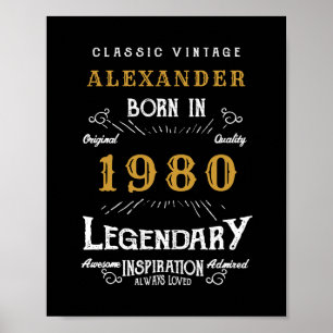 Personalised Birthday Add Your Name 1980 Legendary Poster