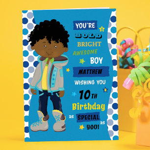 Personalised Birthday - African American Boy Card