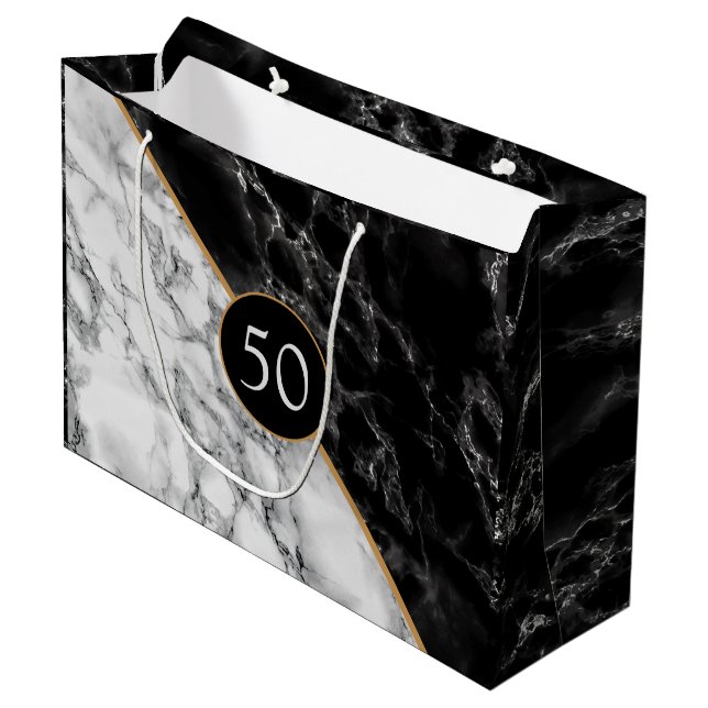 Personalised Birthday Anniversary Gift Bag Marble (Front Angled)