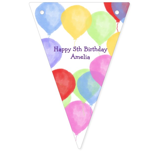 Personalised  Birthday Balloon Party Bunting (First Flag)