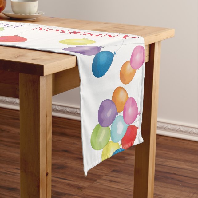 Personalised Birthday Balloons Table Runner (In Situ)