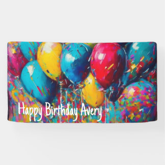 Personalised Birthday Banner | Colourful Balloons