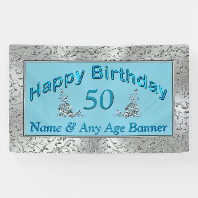 Personalised Birthday Banners Your AGE and NAME (Horizontal)