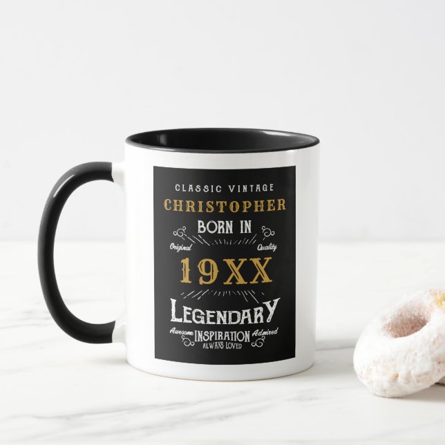 Personalised Birthday Best Dad Ever Legendary Gold Mug (With Donut)
