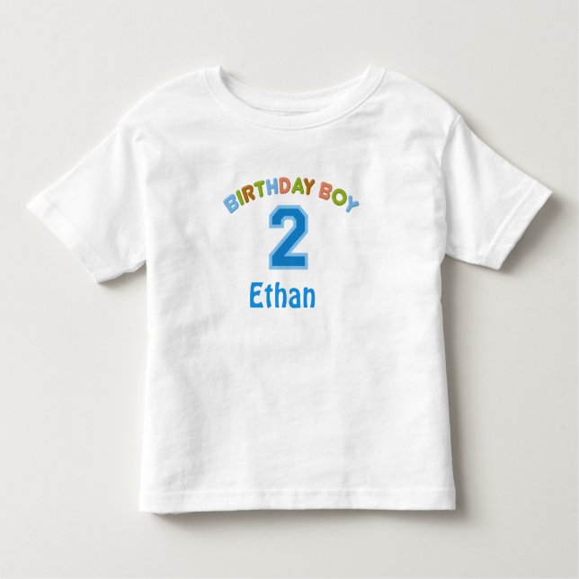 Personalised Birthday Boy (2 years old) Toddler T-Shirt (Front)