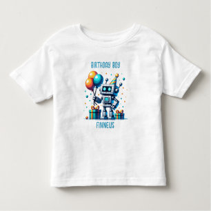 Personalised Birthday Boy Pixel Robot  Toddler T-Shirt