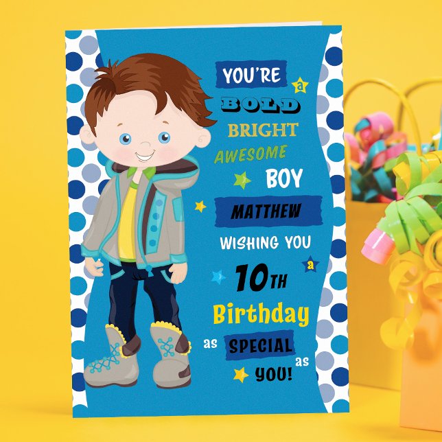 Personalised Birthday - Brunette Boy Card (Creator Uploaded)