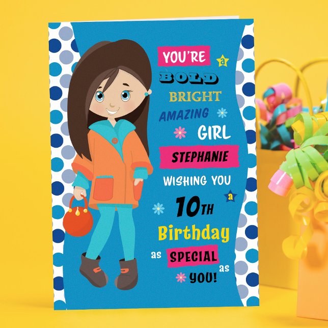 Personalised Birthday - Brunette Girl Card (Creator Uploaded)