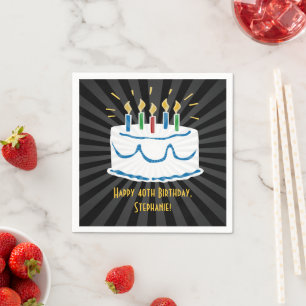 Personalised Birthday Cake Sticker or Favour Label Napkin