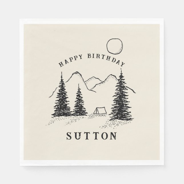Personalised Birthday Camping  Napkin (Front)