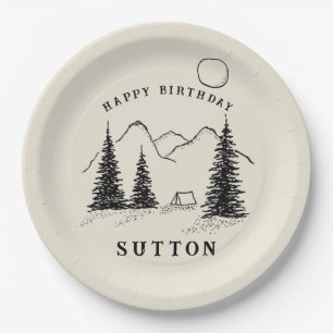 Personalised Birthday Camping  Paper Plate
