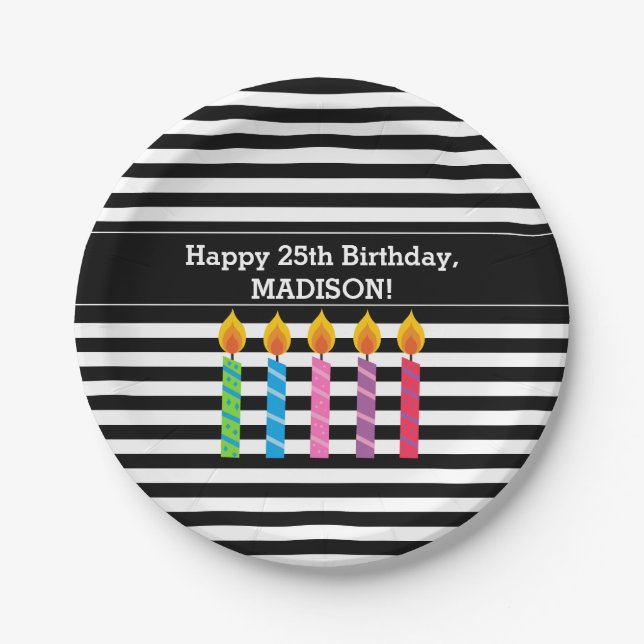 Personalised Birthday Candles Paper Plates (Front)
