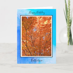 Personalised Birthday Card Autumn Leaves