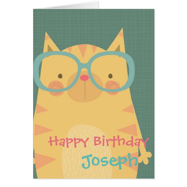 Personalised Birthday Card - Cartoon Cat (Front)