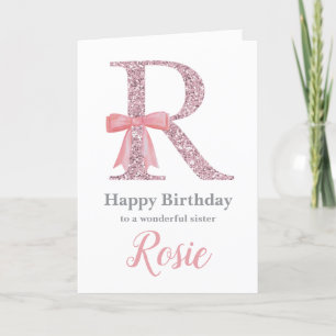 Personalised Birthday Card for Her - Letter R