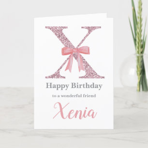 Personalised Birthday Card for Her - Letter X