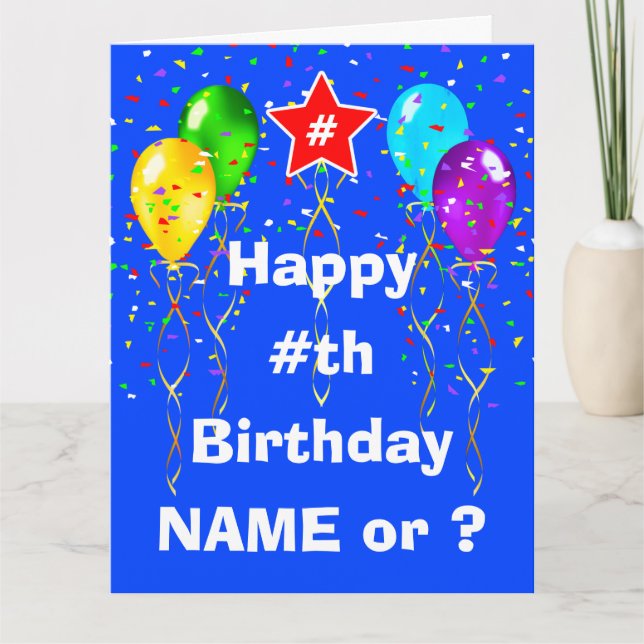 Personalised Birthday Cards by AGE, Big or Regular (Front)
