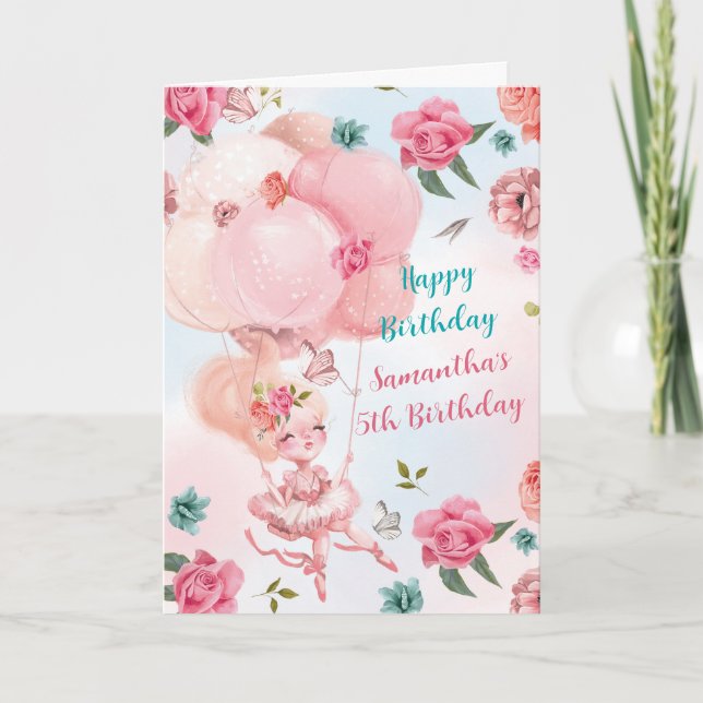 Personalised Birthday Cards for 5 Year Old Girl (Front)