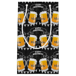 Personalised Birthday Chalkboard Beer Glass Small Gift Bag
