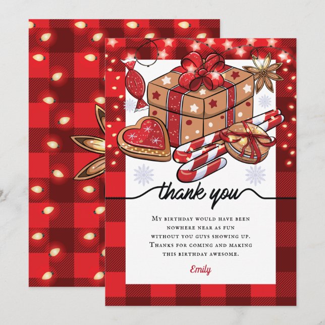 Personalised Birthday Cookies and Cocoa Christmas Thank You Card (Front/Back)