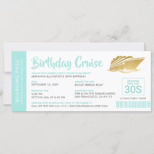 Personalised Birthday Cruise Boarding Pass Teal