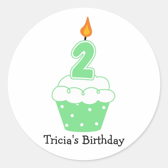 Personalised Birthday Cupcake Stickers (Front)