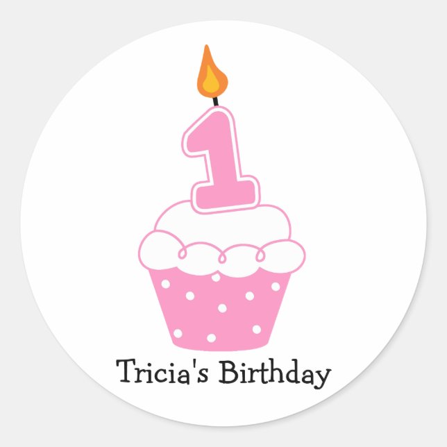 Personalised Birthday Cupcake Stickers (Front)