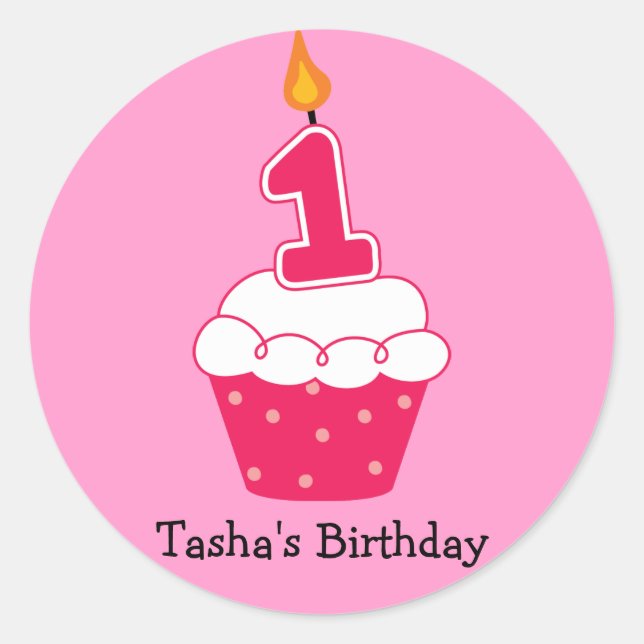 Personalised Birthday Cupcake Stickers (Front)
