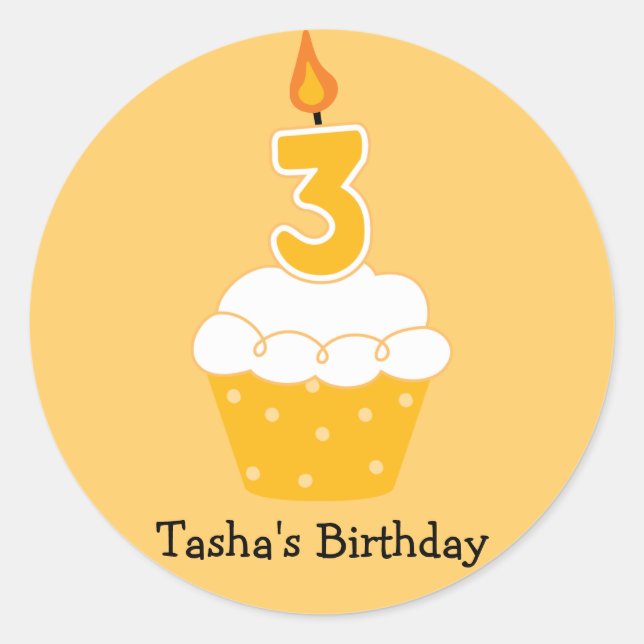 Personalised Birthday Cupcake Stickers (Front)