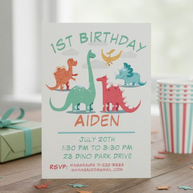 Personalised Birthday Dinosaur Invitation (Creator Uploaded)