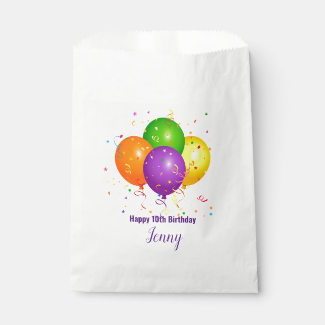Personalised Birthday Favour Bag with Balloons (Front)