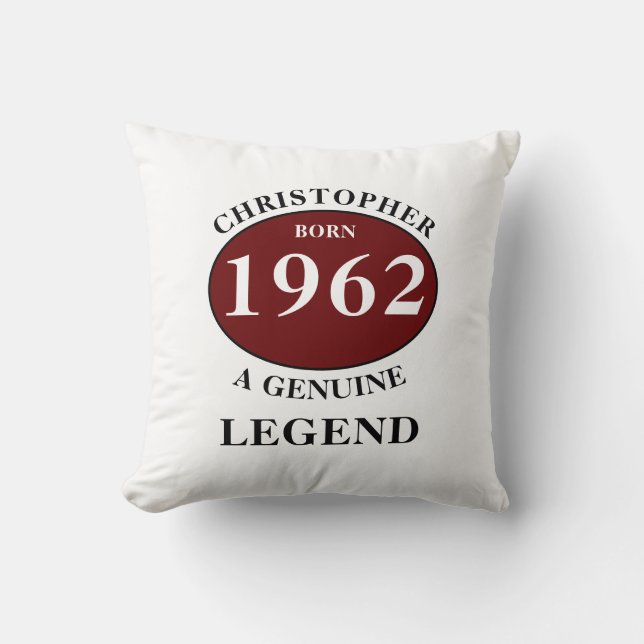 Personalised Birthday Gift Add Name Year Born Cushion (Front)