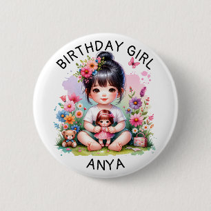 Personalised Birthday Girl  6 Cm Round Badge