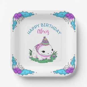 Personalised Birthday Girl Axolotl Themed Paper Plate