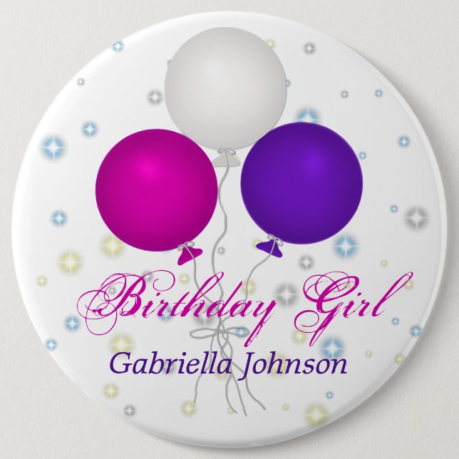 Personalised: Birthday Girl Button (Front)
