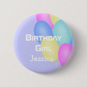 Personalised Birthday Girl Button