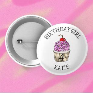 Personalised Birthday Girl Name and Age 6 Cm Round Badge