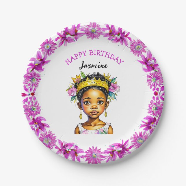 Personalised Birthday Girl Princess of Colour Paper Plate (Front)
