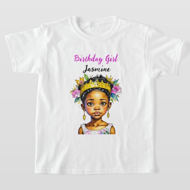 Personalised Birthday Girl Princess of Colour T-Shirt (Laydown)