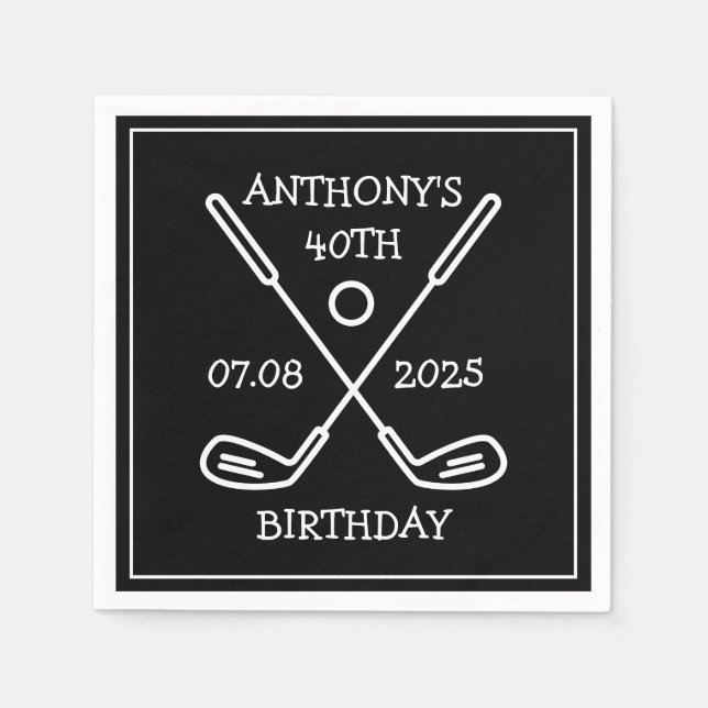 Personalised Birthday Golfer 40th happy Dad Par Napkin (Front)