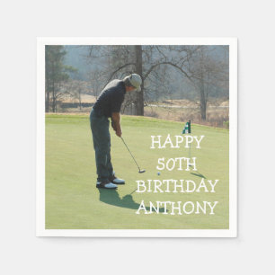 Personalised Birthday Golfer 50th Photo Dad Par Napkin