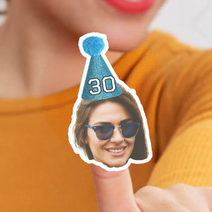 Personalised Birthday Hat Sticker, Birthday Face