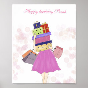 Personalised birthday, illustration Poster
