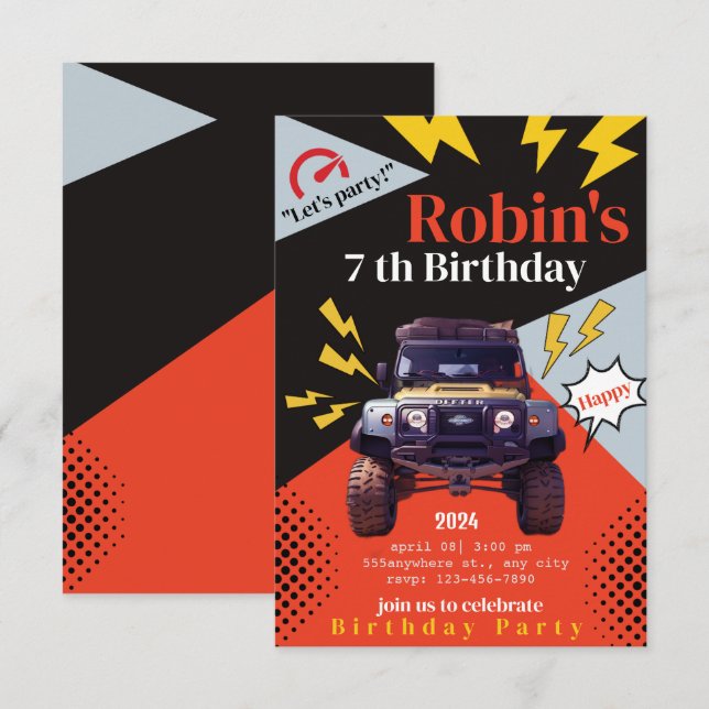Personalised Birthday Invitation, Custom Party  Invitation (Front/Back)