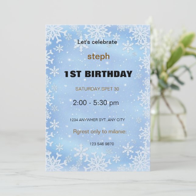 personalised  birthday invite (Standing Front)