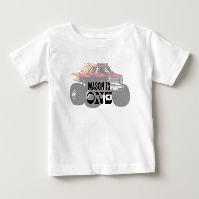 Personalised birthday kids Monster Truck T-shirt (Front)